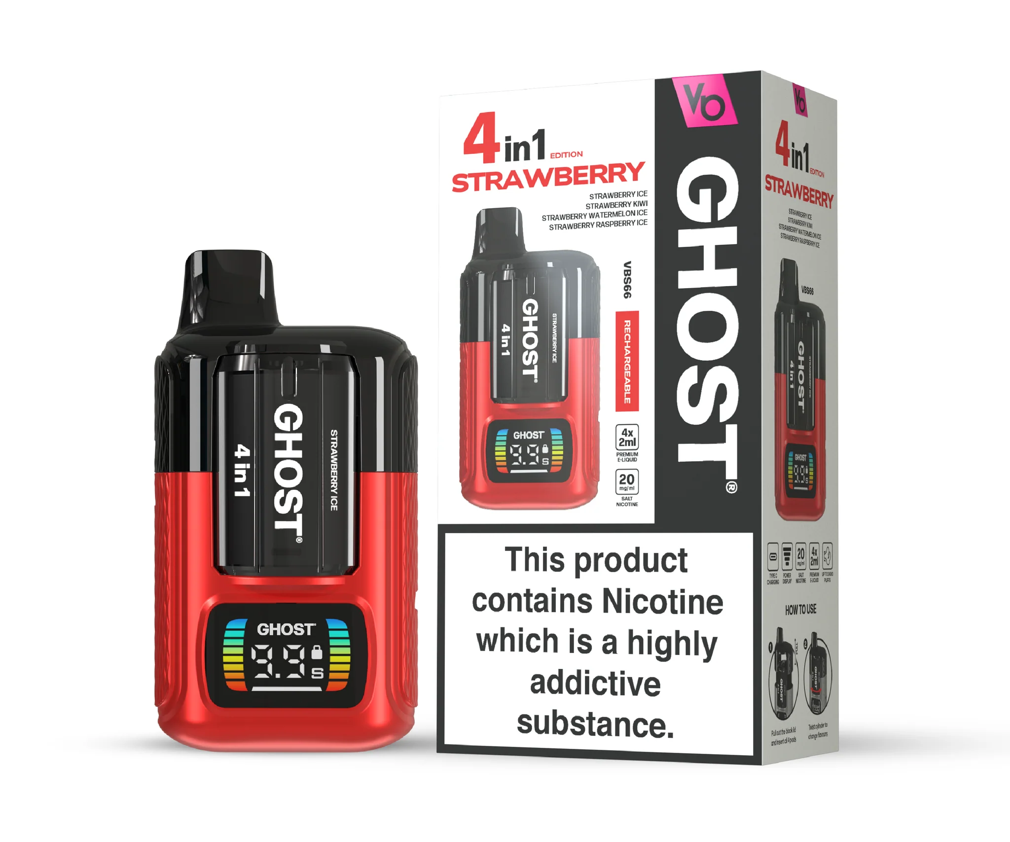 Ghost 4 in 1 Disposable Vape - Strawberry Edition (4 in 1)